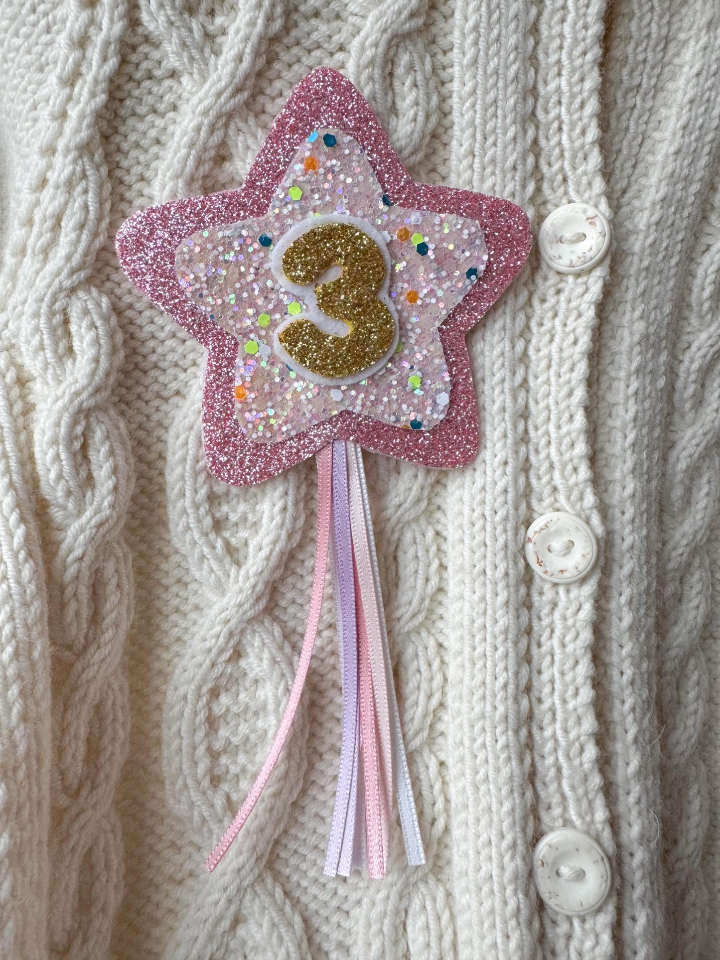 Birthday Number Badge - Pink Shooting Star