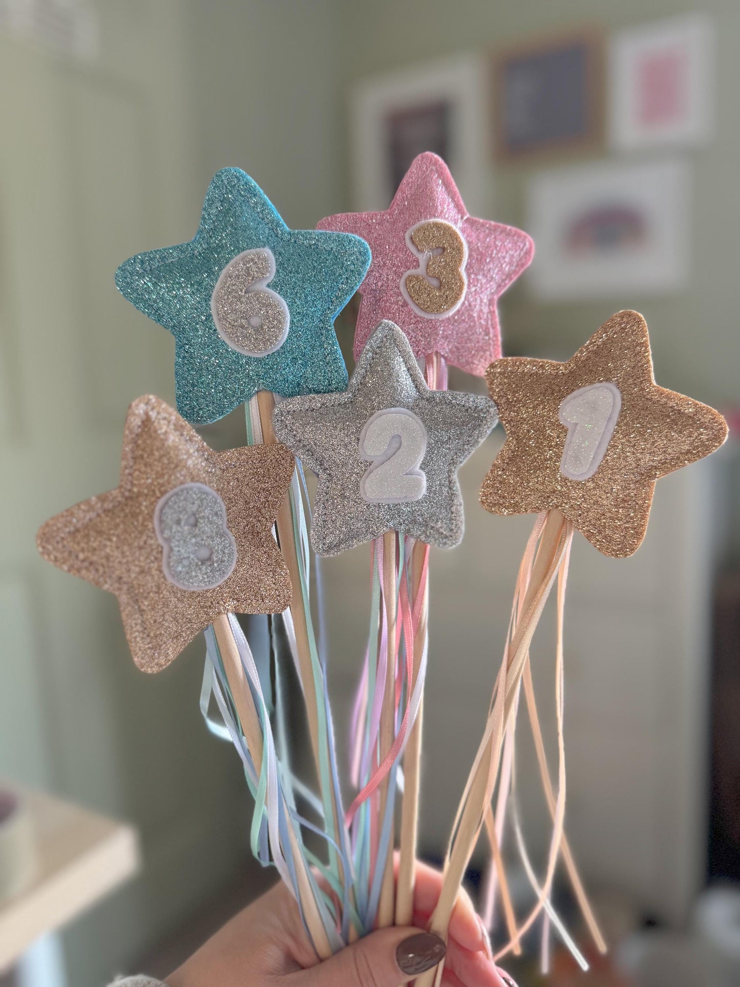 Glitter Number Wand - Nude