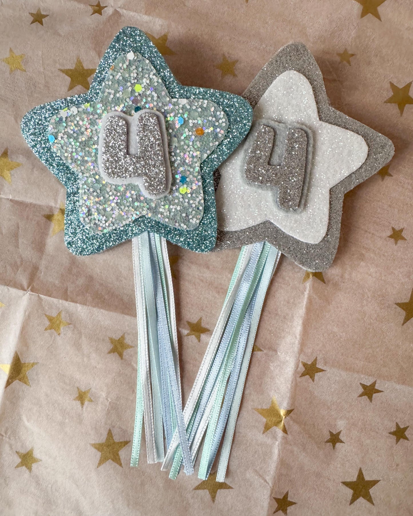 Birthday Number Badge - Silver Shooting Star