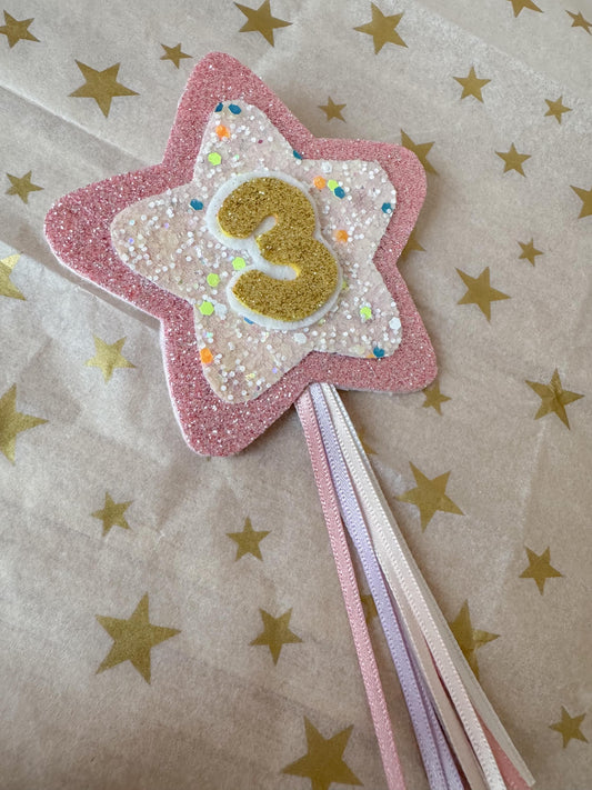 Birthday Number Badge - Pink Shooting Star