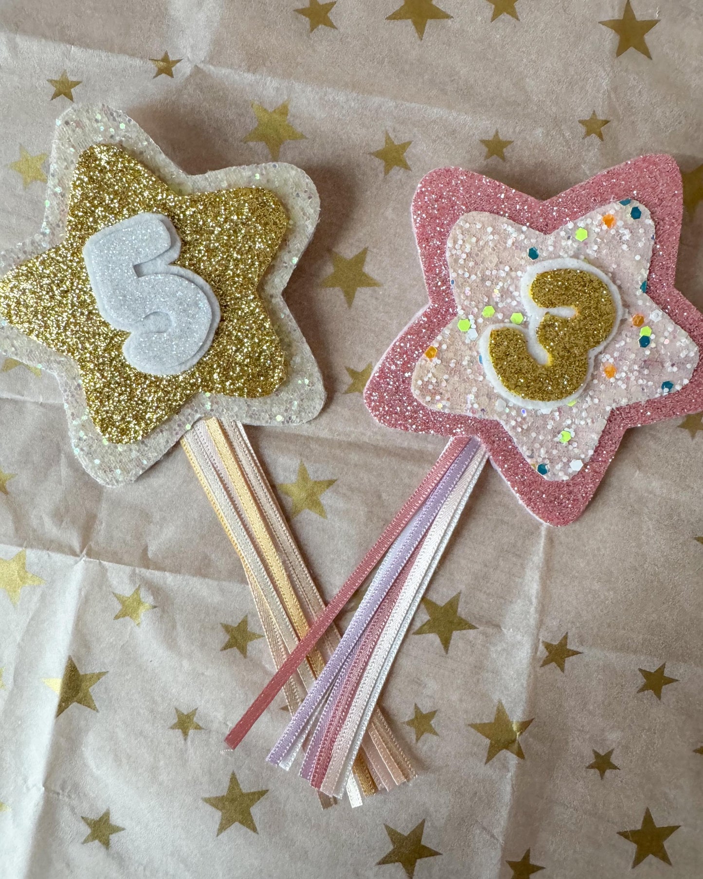 Birthday Number Badge - Pink Shooting Star