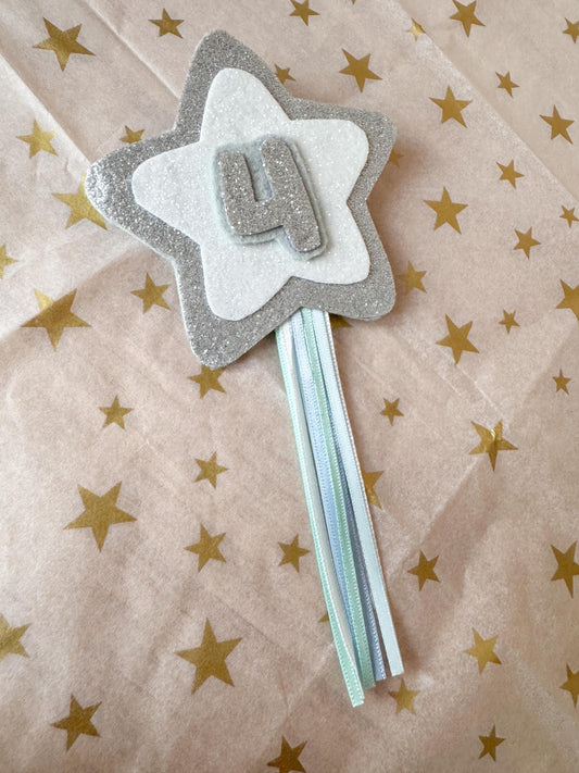 Birthday Number Badge - Silver Shooting Star