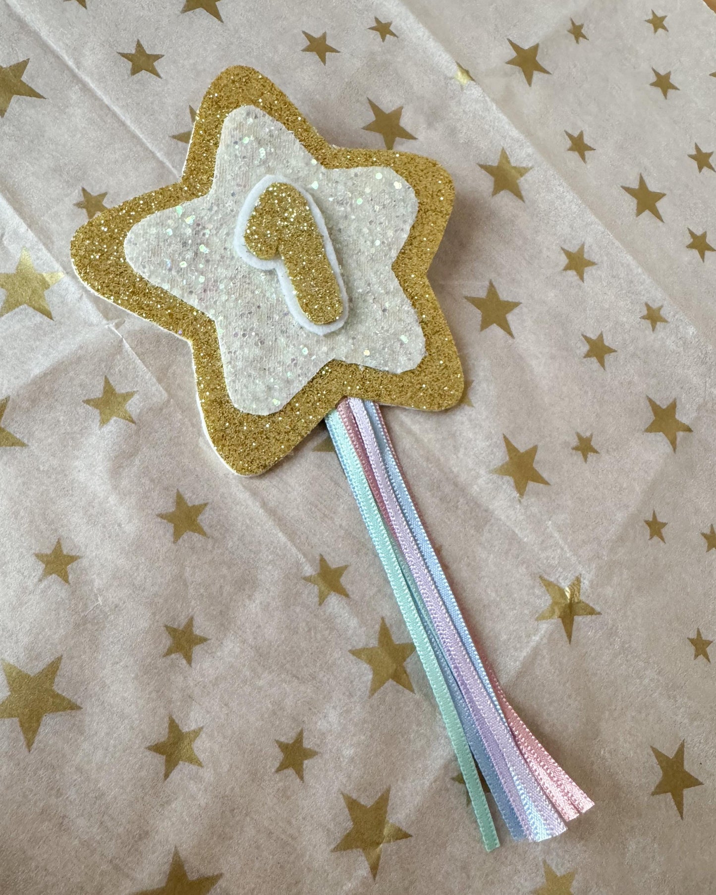 Birthday Number Badge - Gold Shooting Star