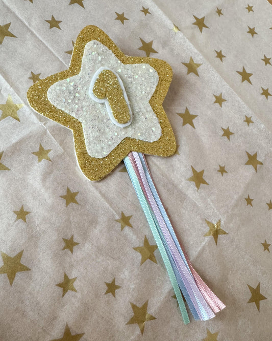 Birthday Number Badge - Gold Shooting Star