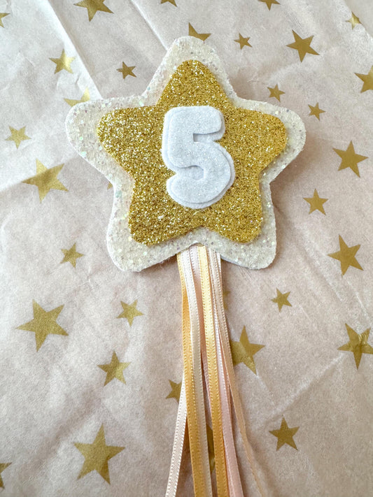 Birthday Number Badge - White Shooting Star