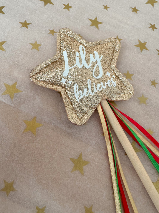 'Believes' Gold Glitter Wand