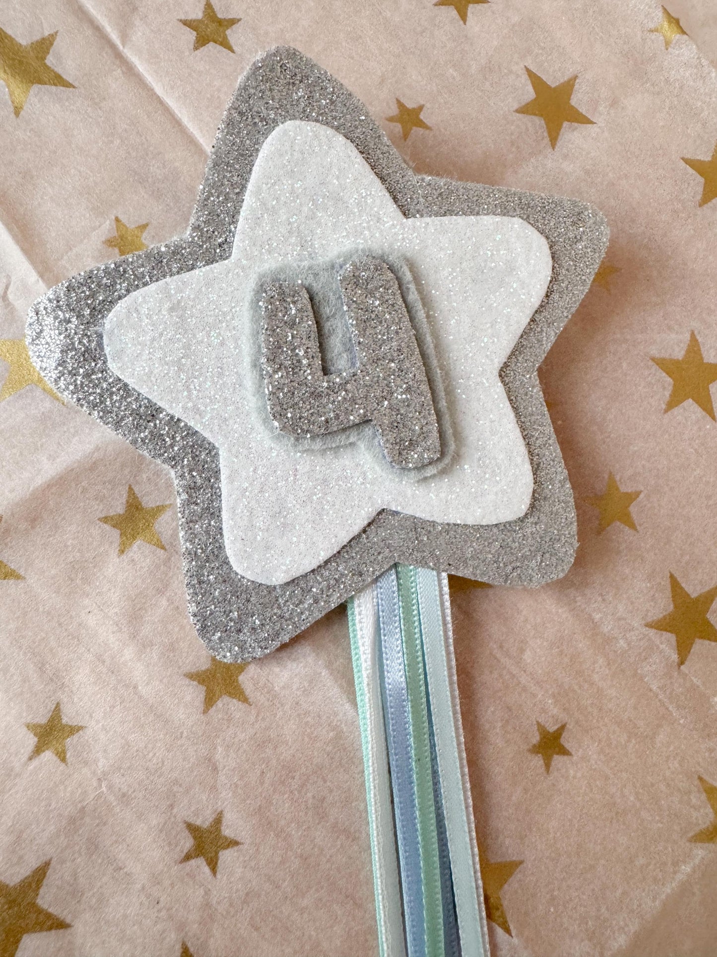 Birthday Number Badge - Silver Shooting Star
