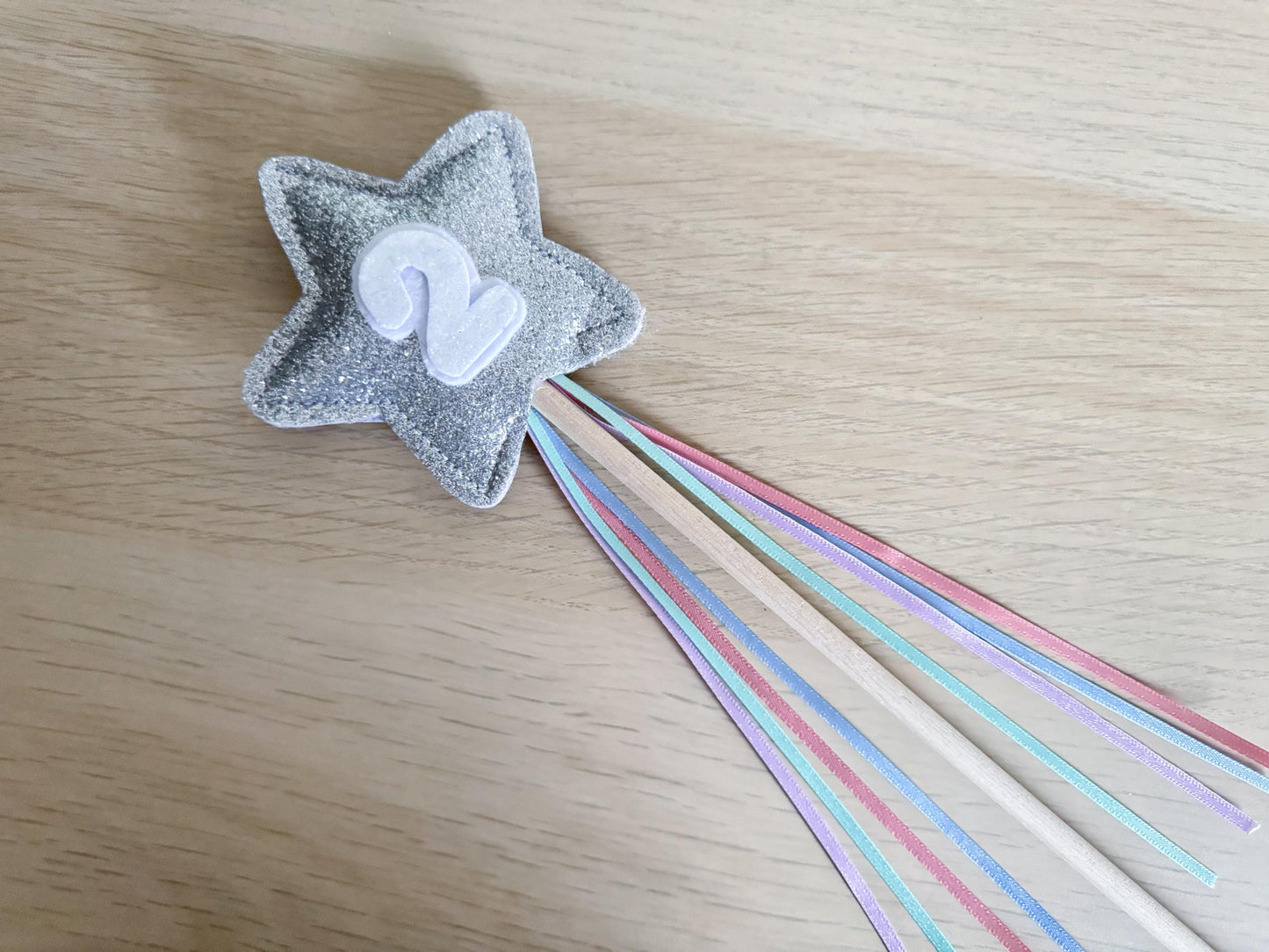 Glitter Number Wand - Pastel Rainbow