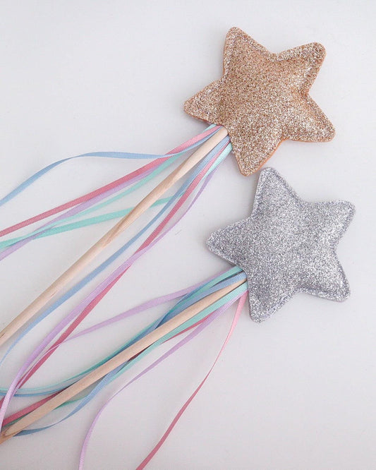 Silver Glitter Star Wand