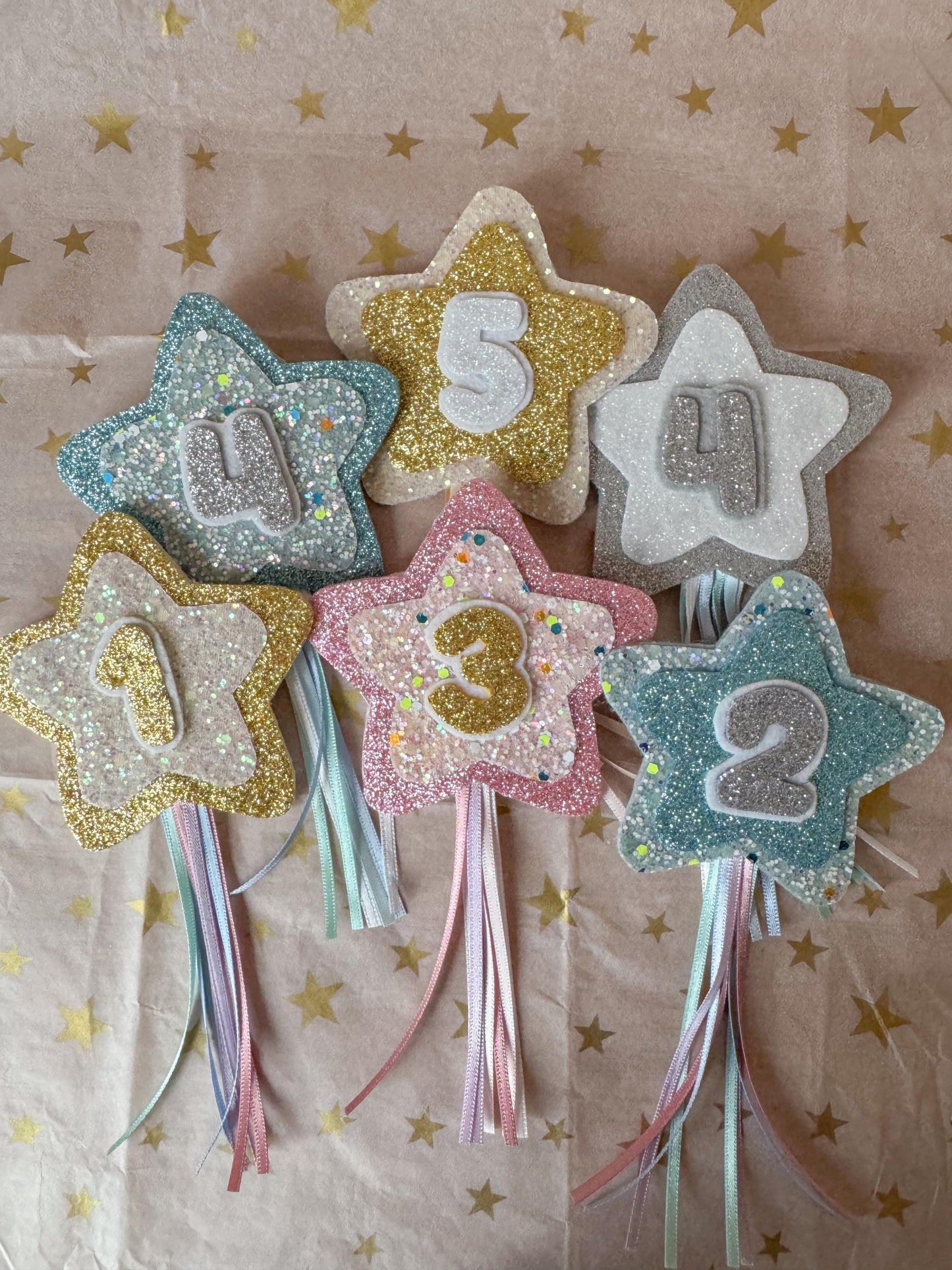 Birthday Number Badge - Turquoise/White Shooting Star