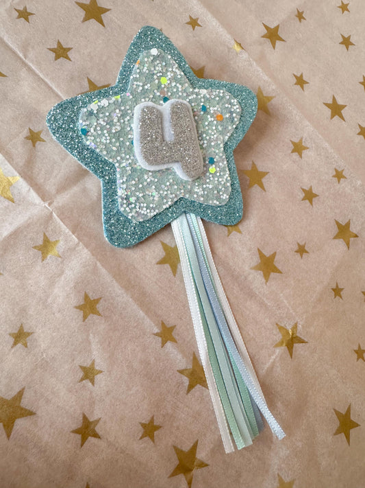 Birthday Number Badge - Turquoise Shooting Star