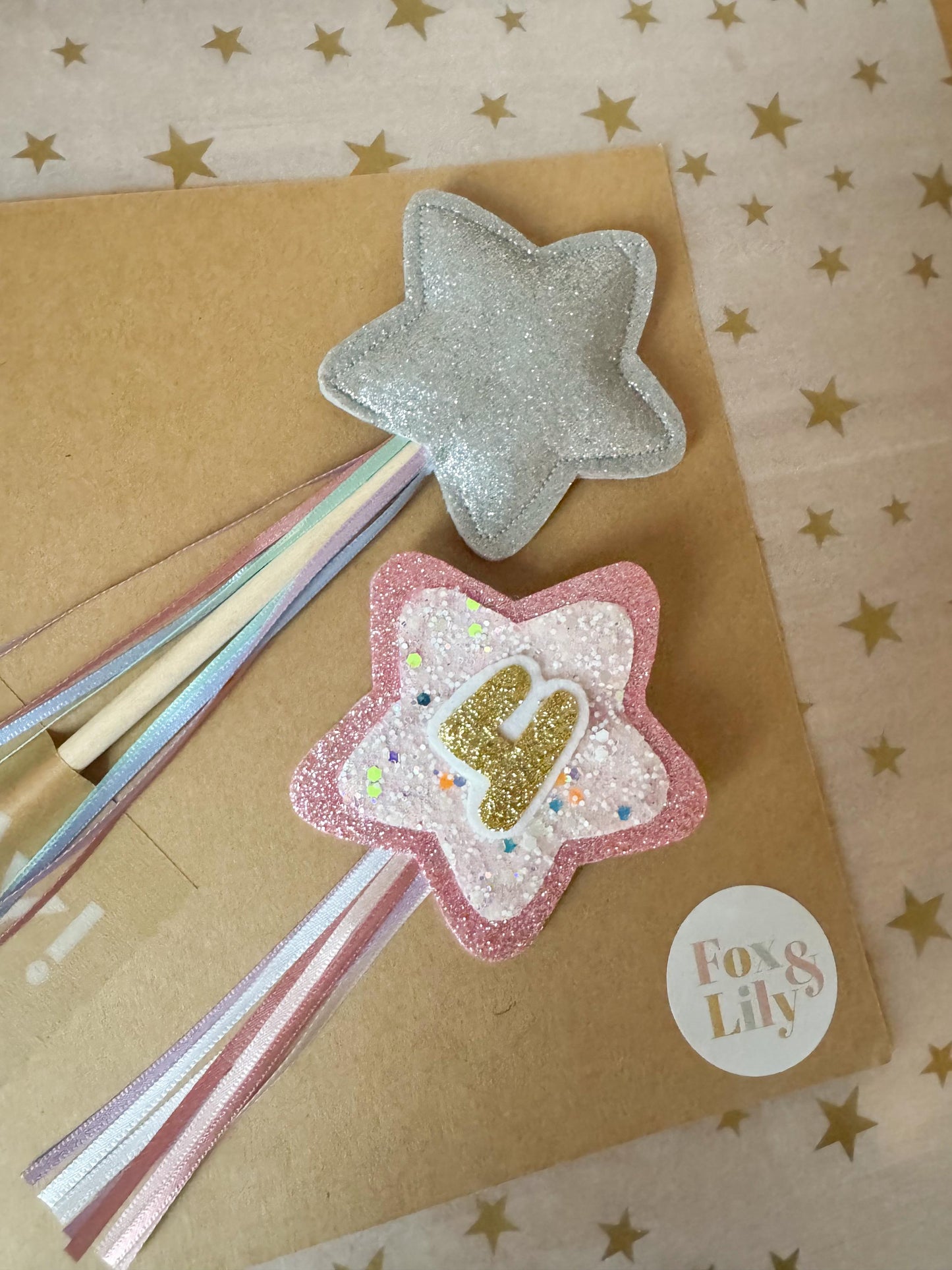 Silver Glitter Star Wand