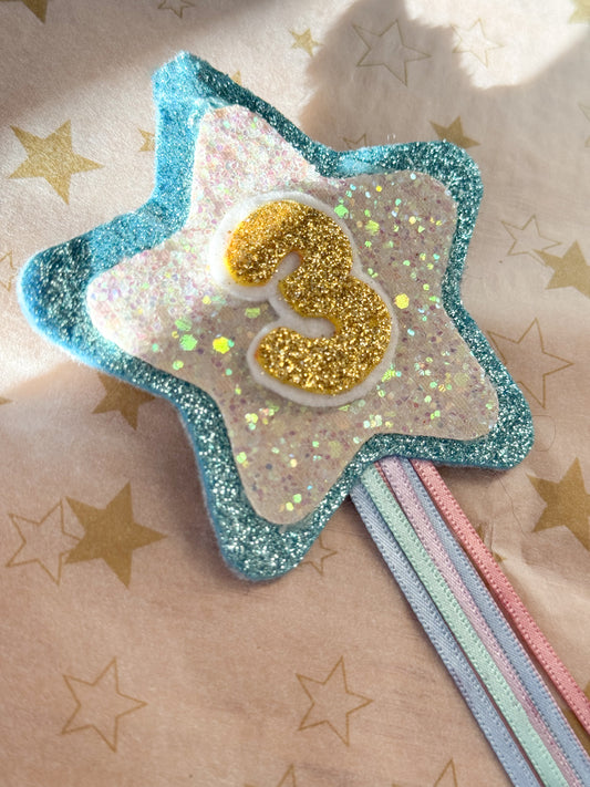 Birthday Number Badge - Turquoise/White Shooting Star