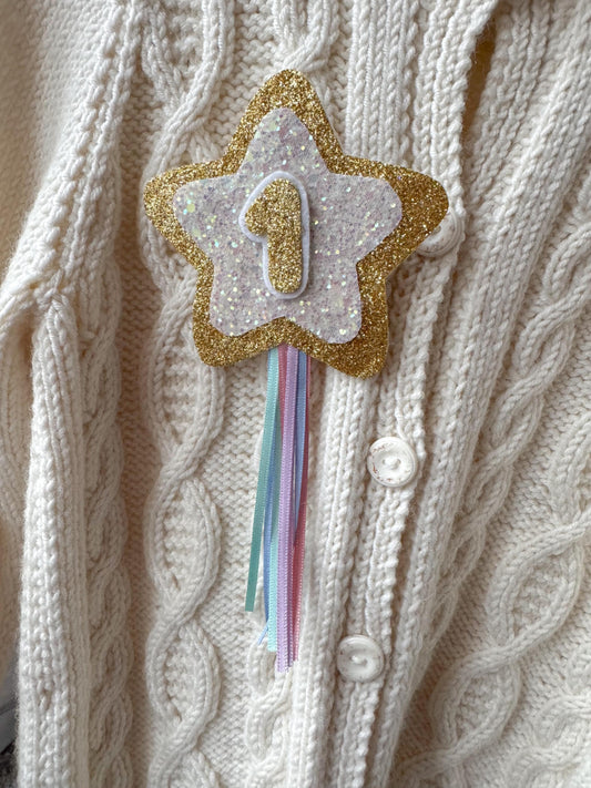 Birthday Number Badge - Gold Shooting Star