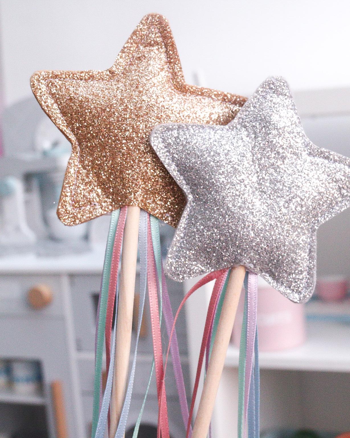 Silver Glitter Star Wand