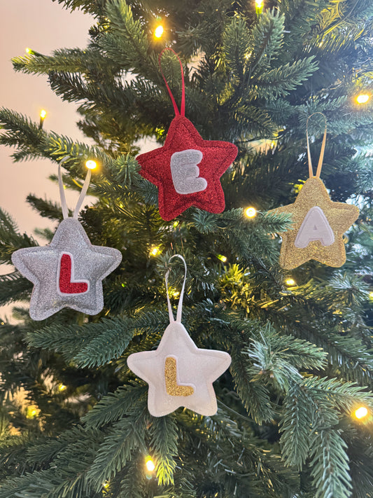 Silver Glitter Initial Tree Decoration