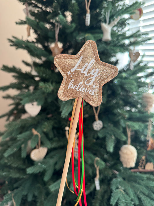 'Believes' Gold Glitter Wand