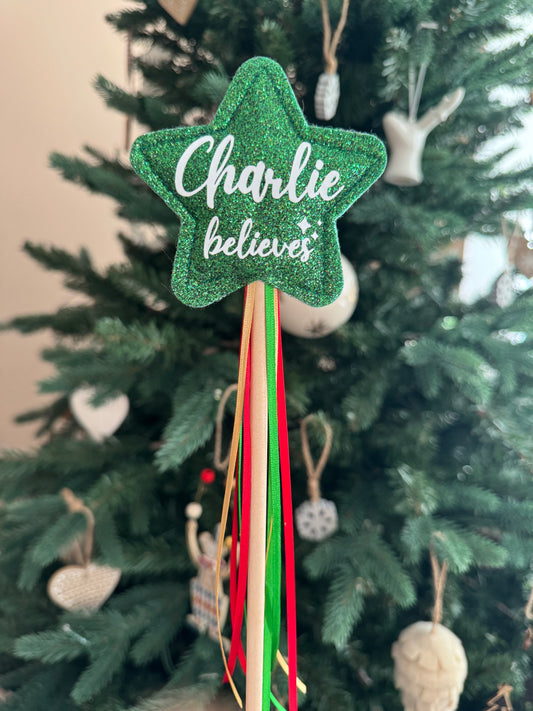'Believes' Green Glitter Wand