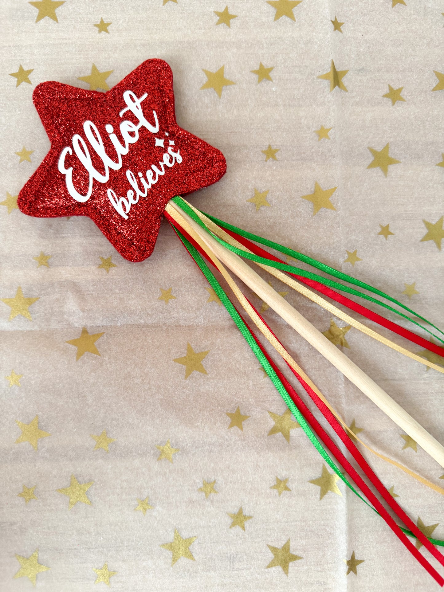'Believes' Red Glitter Wand