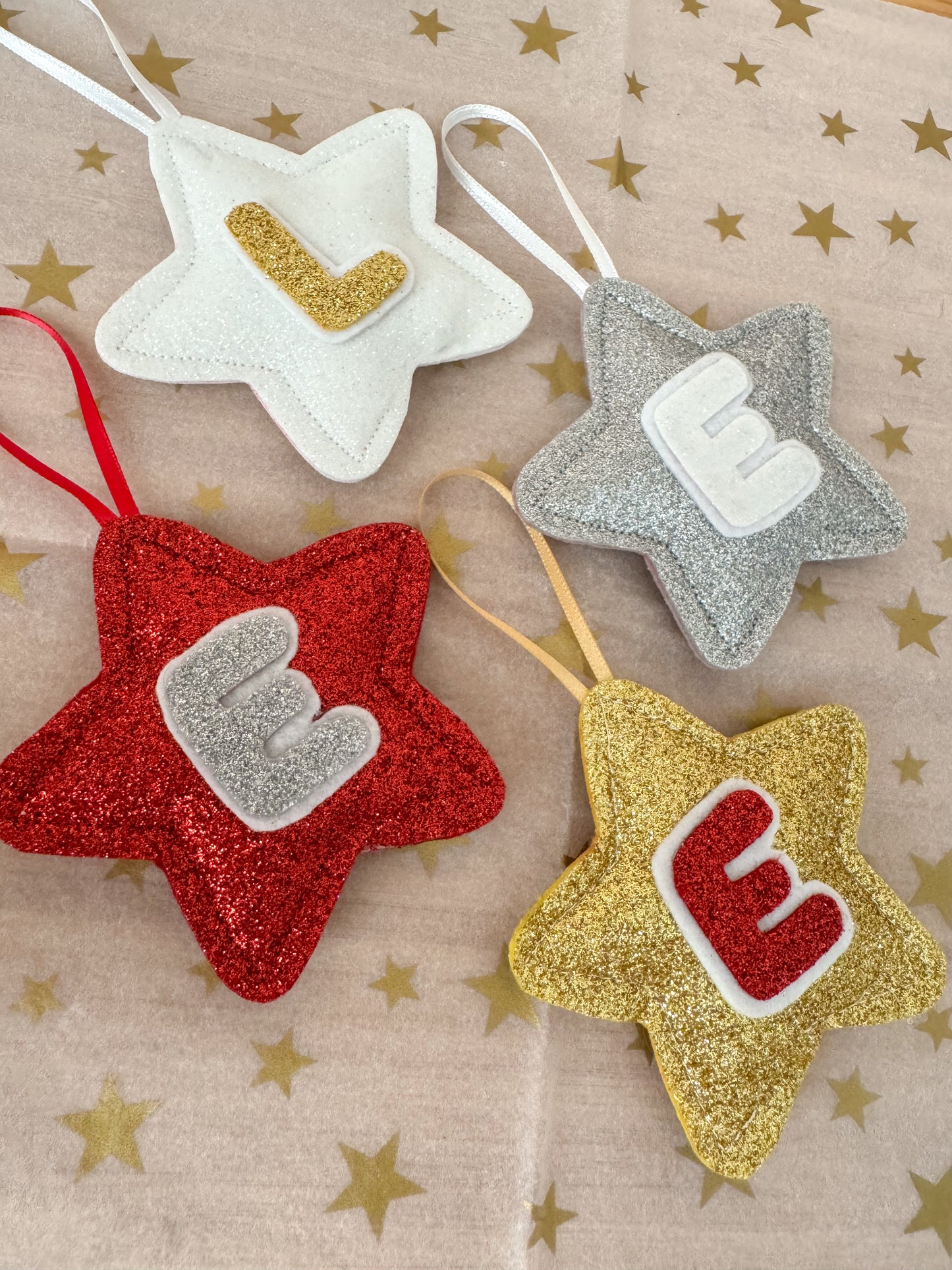 Gold Glitter Initial Tree Decoration