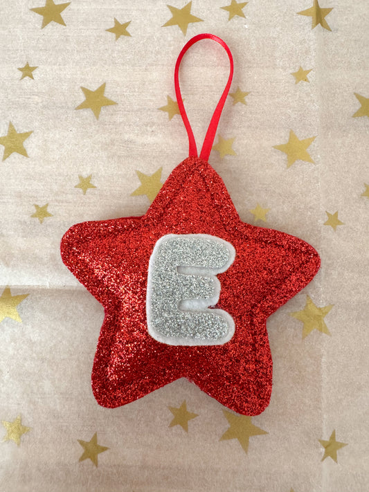Red Glitter Initial Tree Decoration