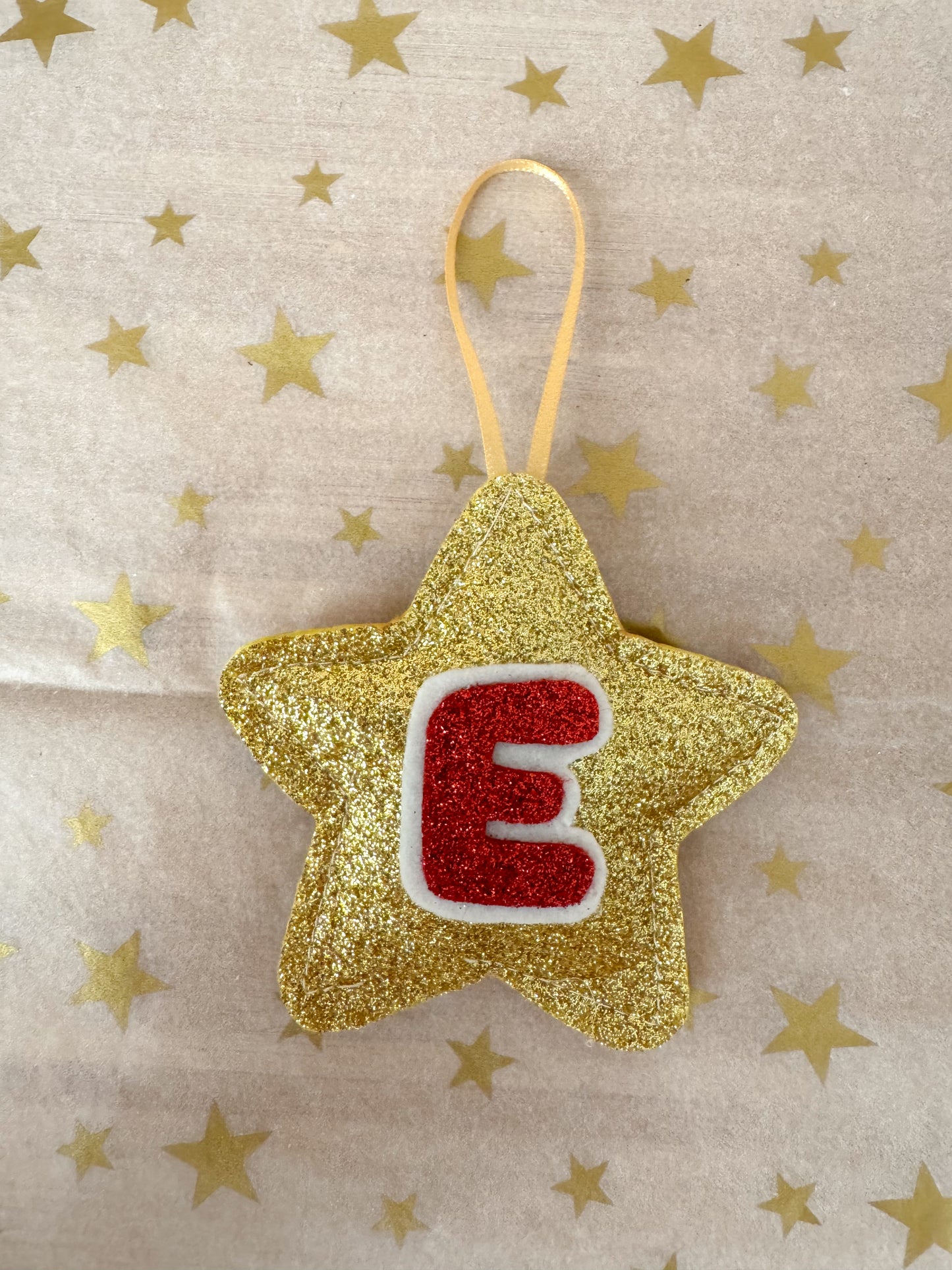 Gold Glitter Initial Tree Decoration