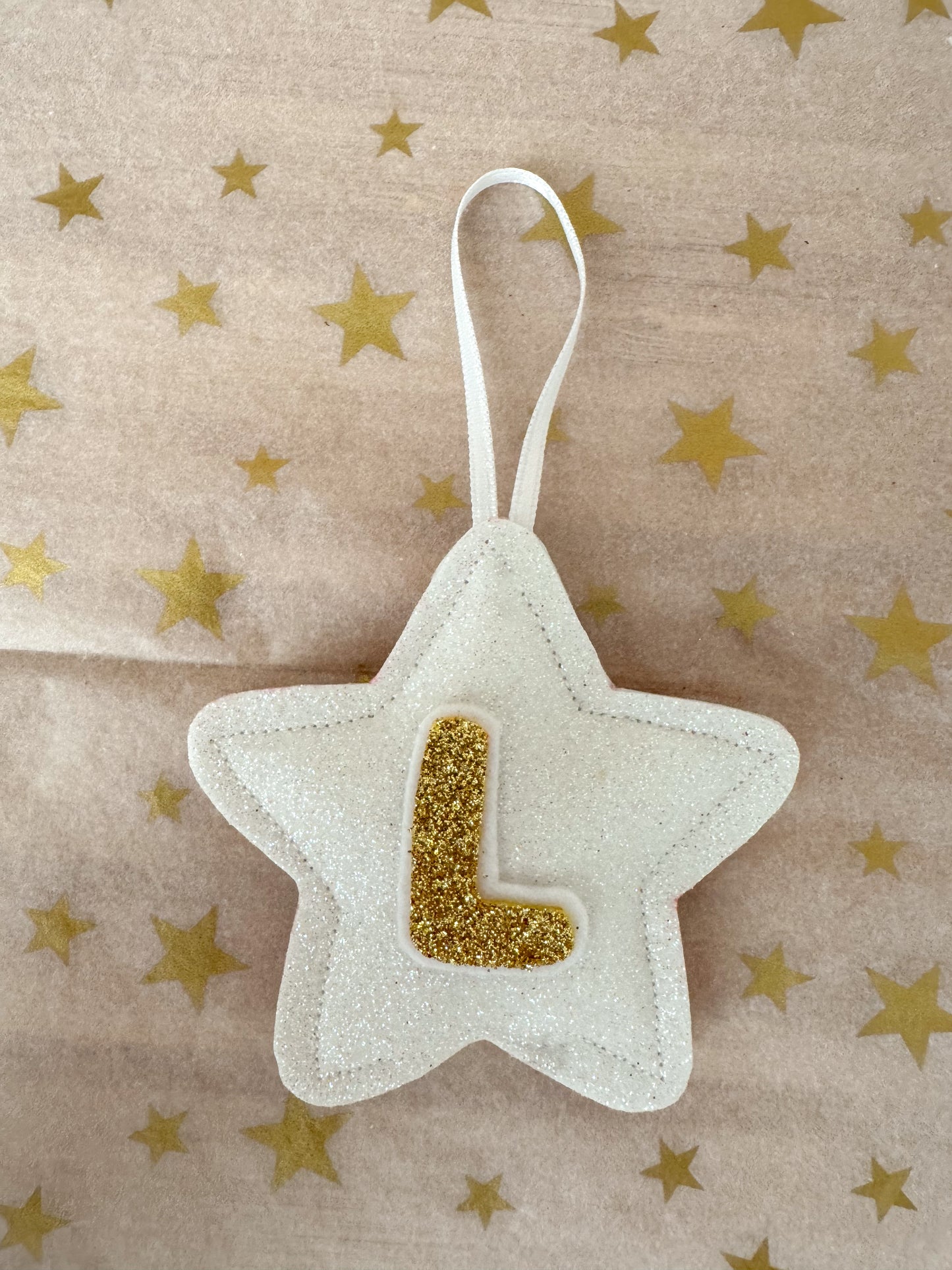White Glitter Initial Tree Decoration