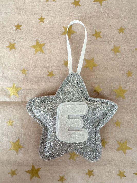 Silver Glitter Initial Tree Decoration