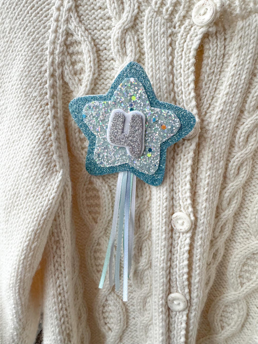 Birthday Number Badge - Turquoise Shooting Star
