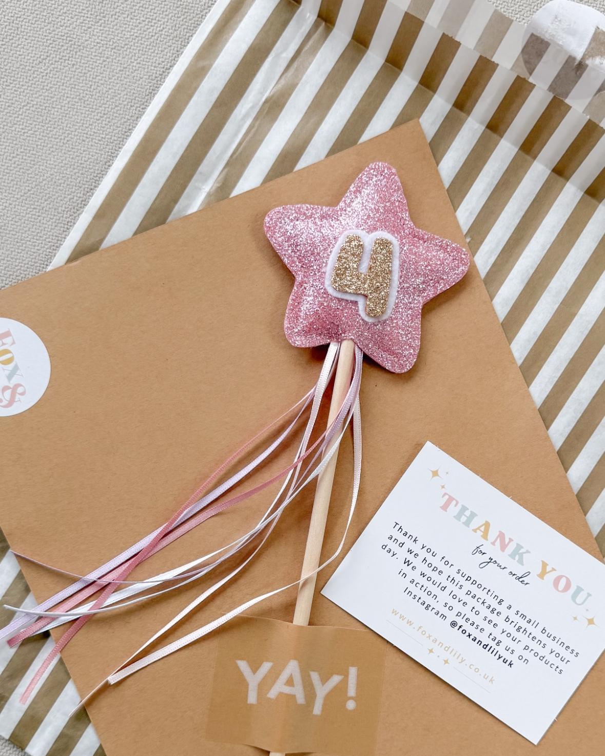 Pink Glitter Star Fairy Wand