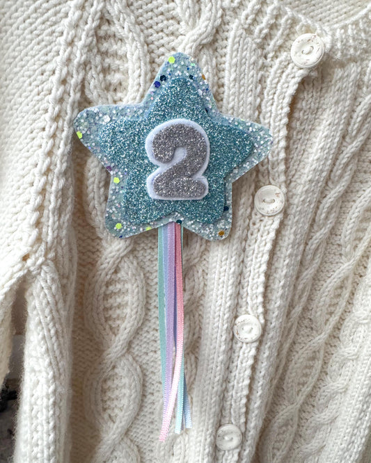 Birthday Number Badge - Blue Shooting Star