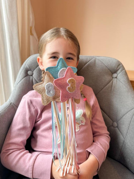 Glitter Number Wand - Pastel Rainbow